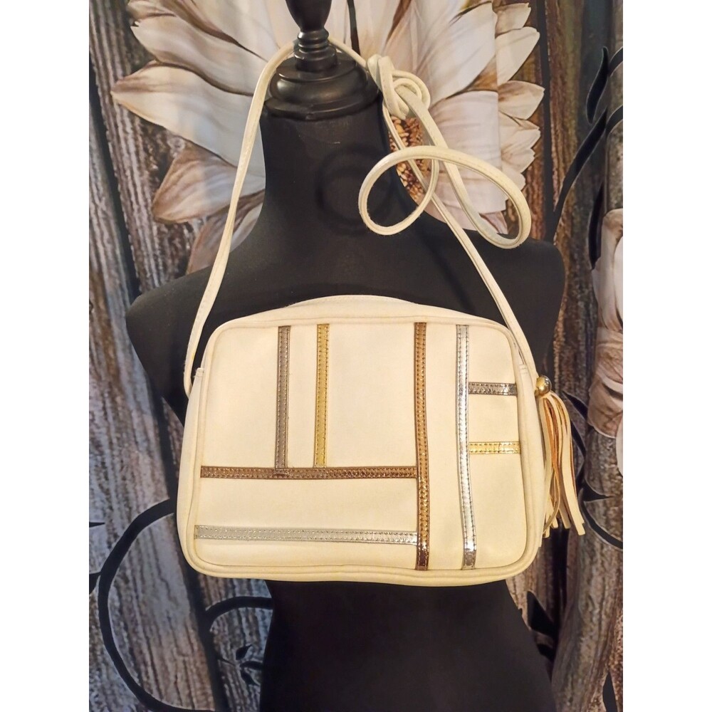 Vintage Portofino Collection Genuine Leather Metallic Patchwork Crossbody Read
